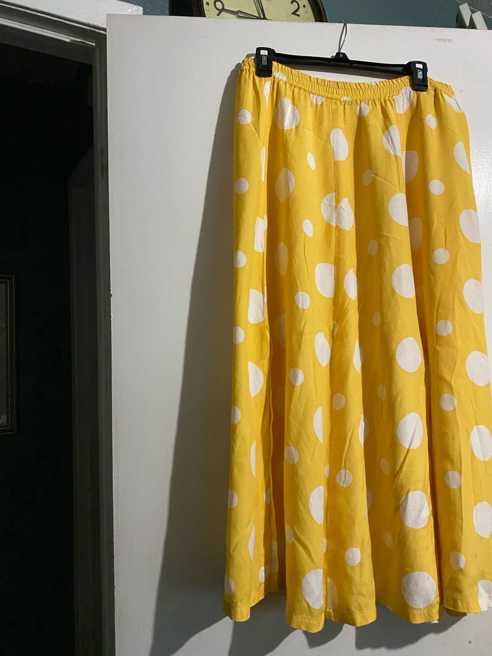 Yellow Polka Dot Maxi Dress with Elastic Waist